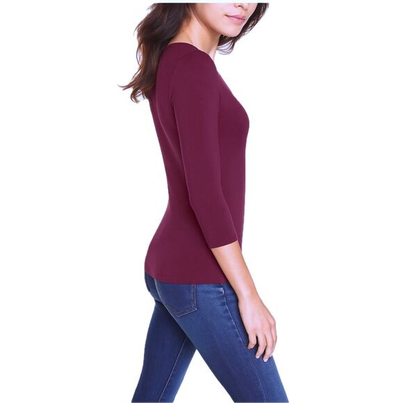 WHBM Burgundy Merlot 3/4 Sleeve Essential Seamless Tee Size Small  πβ¨π· - Picture 3 of 9